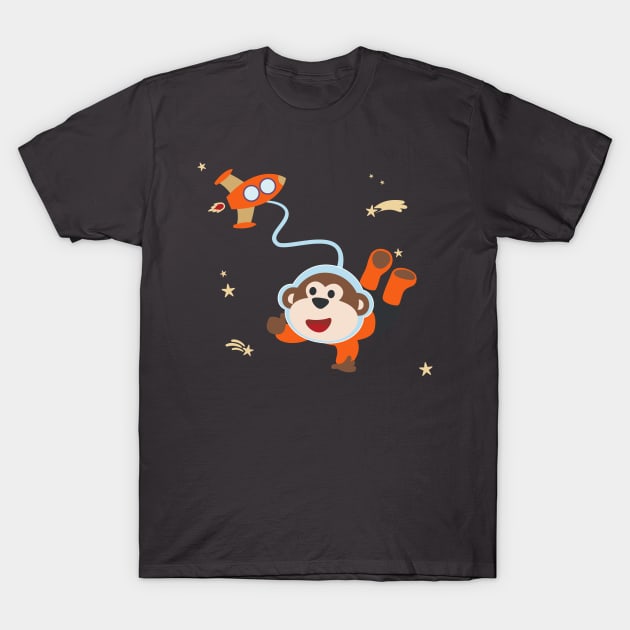 Space monkey or astronaut in a space suit with cartoon style T-Shirt by KIDS APPAREL